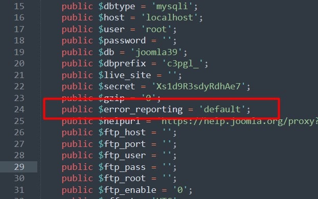 local_config_line-min.jpg Where is Joomla error, How do I turn off PHP error reporting