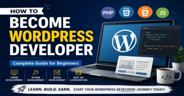 How to Become WordPress Developer complete guide for beginners with WordPress, PHP, HTML, CSS and JavaScript development roadmap